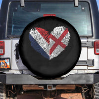France England Flag Fingerprint Heart DNA Graphic Spare Tire Cover Proud Anglo English French Ancestry Love Identity