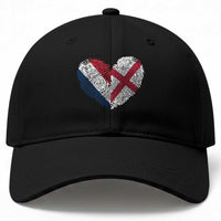 France England Flag Fingerprint Heart DNA Graphic Baseball Cap Proud Anglo English French Ancestry Love Identity