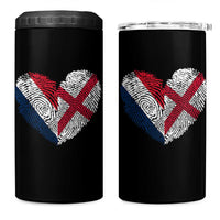 France England Flag Fingerprint Heart DNA Graphic 4 in 1 Can Cooler Tumbler Proud Anglo English French Ancestry Love Identity