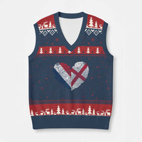 France England Flag Fingerprint Heart DNA Graphic V-Neck Knit Sweater Vest Proud Anglo English French Ancestry Love Identity