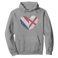 France England Flag Fingerprint Heart DNA Graphic Hoodie Proud Anglo English French Ancestry Love Identity