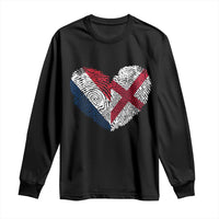 France England Flag Fingerprint Heart DNA Graphic Long Sleeve Shirt Proud Anglo English French Ancestry Love Identity