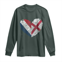 France England Flag Fingerprint Heart DNA Graphic Long Sleeve Shirt Proud Anglo English French Ancestry Love Identity