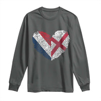 France England Flag Fingerprint Heart DNA Graphic Long Sleeve Shirt Proud Anglo English French Ancestry Love Identity