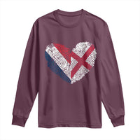 France England Flag Fingerprint Heart DNA Graphic Long Sleeve Shirt Proud Anglo English French Ancestry Love Identity