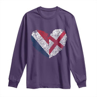 France England Flag Fingerprint Heart DNA Graphic Long Sleeve Shirt Proud Anglo English French Ancestry Love Identity