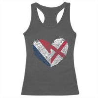 France England Flag Fingerprint Heart DNA Graphic Racerback Tank Top Proud Anglo English French Ancestry Love Identity