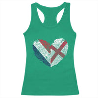 France England Flag Fingerprint Heart DNA Graphic Racerback Tank Top Proud Anglo English French Ancestry Love Identity