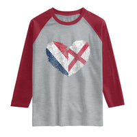 France England Flag Fingerprint Heart DNA Graphic Raglan Shirt Proud Anglo English French Ancestry Love Identity