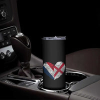 France England Flag Fingerprint Heart DNA Graphic Skinny Tumbler Proud Anglo English French Ancestry Love Identity