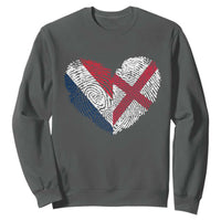 France England Flag Fingerprint Heart DNA Graphic Sweatshirt Proud Anglo English French Ancestry Love Identity