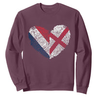 France England Flag Fingerprint Heart DNA Graphic Sweatshirt Proud Anglo English French Ancestry Love Identity
