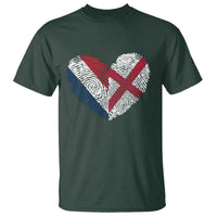 France England Flag Fingerprint Heart DNA Graphic T Shirt Proud Anglo English French Ancestry Love Identity