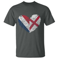 France England Flag Fingerprint Heart DNA Graphic T Shirt Proud Anglo English French Ancestry Love Identity