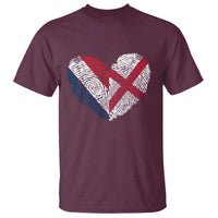 France England Flag Fingerprint Heart DNA Graphic T Shirt Proud Anglo English French Ancestry Love Identity