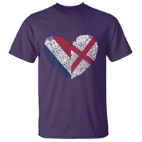 France England Flag Fingerprint Heart DNA Graphic T Shirt Proud Anglo English French Ancestry Love Identity