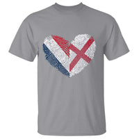 France England Flag Fingerprint Heart DNA Graphic T Shirt Proud Anglo English French Ancestry Love Identity
