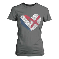 France England Flag Fingerprint Heart DNA Graphic T Shirt For Women Proud Anglo English French Ancestry Love Identity