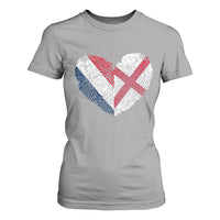 France England Flag Fingerprint Heart DNA Graphic T Shirt For Women Proud Anglo English French Ancestry Love Identity