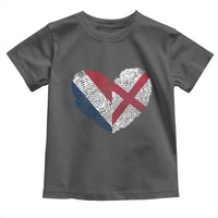 France England Flag Fingerprint Heart DNA Graphic Toddler T Shirt Proud Anglo English French Ancestry Love Identity