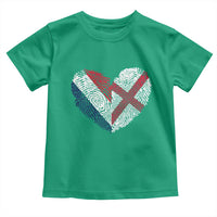 France England Flag Fingerprint Heart DNA Graphic Toddler T Shirt Proud Anglo English French Ancestry Love Identity