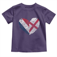 France England Flag Fingerprint Heart DNA Graphic Toddler T Shirt Proud Anglo English French Ancestry Love Identity