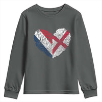 France England Flag Fingerprint Heart DNA Graphic Youth Sweatshirt Proud Anglo English French Ancestry Love Identity