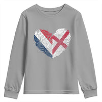 France England Flag Fingerprint Heart DNA Graphic Youth Sweatshirt Proud Anglo English French Ancestry Love Identity