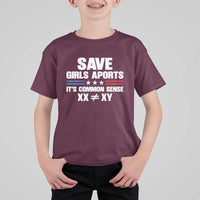Save Girls Sports Its Common Sense XX Not Equal XY T Shirt For Kid Biological Science Varsity Athletic Graphic
