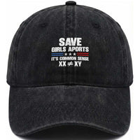Save Girls Sports Its Common Sense XX Not Equal XY Washed Cotton Baseball Cap Biological Science Varsity Athletic Graphic