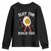 Funny Slut for Deviled Eggs Youth Sweatshirt Funny Naughty Thanksgiving Potluck - Wonder Print Shop