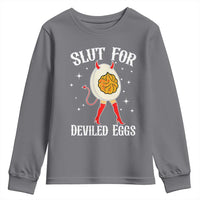 Funny Slut for Deviled Eggs Youth Sweatshirt Funny Naughty Thanksgiving Potluck - Wonder Print Shop