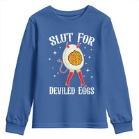 Funny Slut for Deviled Eggs Youth Sweatshirt Funny Naughty Thanksgiving Potluck - Wonder Print Shop