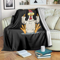 Funny F Caw F Sarcastic Chicken Meme Throw Blanket Middle Finger Offensive Humor - Wonder Print Shop