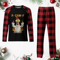 Funny F Caw F Sarcastic Chicken Meme Plaid Pajama Set Middle Finger Offensive Humor - Wonder Print Shop