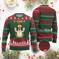 Funny F Caw F Sarcastic Chicken Meme Ugly Christmas Sweater Middle Finger Offensive Humor - Wonder Print Shop