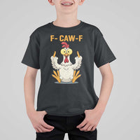 Funny F Caw F Sarcastic Chicken Meme T Shirt For Kid Middle Finger Offensive Humor - Wonder Print Shop