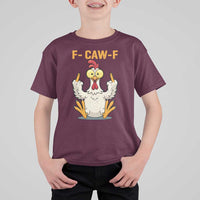 Funny F Caw F Sarcastic Chicken Meme T Shirt For Kid Middle Finger Offensive Humor - Wonder Print Shop