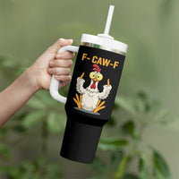 Funny F Caw F Sarcastic Chicken Meme Tumbler With Handle Middle Finger Offensive Humor - Wonder Print Shop