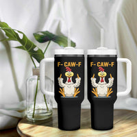 Funny F Caw F Sarcastic Chicken Meme Tumbler With Handle Middle Finger Offensive Humor - Wonder Print Shop
