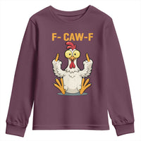Funny F Caw F Sarcastic Chicken Meme Youth Sweatshirt Middle Finger Offensive Humor - Wonder Print Shop