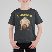 Funny F Caw F Bending Over Chicken Meme T Shirt For Kid Upside Down Head Poultry Humor - Wonder Print Shop