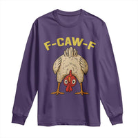 Funny F Caw F Bending Over Chicken Meme Long Sleeve Shirt Upside Down Head Poultry Humor - Wonder Print Shop