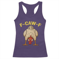 Funny F Caw F Bending Over Chicken Meme Racerback Tank Top Upside Down Head Poultry Humor - Wonder Print Shop