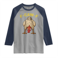 Funny F Caw F Bending Over Chicken Meme Raglan Shirt Upside Down Head Poultry Humor - Wonder Print Shop