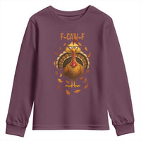 Funny F Caw F Turkey Meme Thanksgiving Graphic Youth Sweatshirt Funny Fowl Mood Humor - Wonder Print Shop