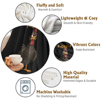 Funny F Caw F Grumpy Black Chicken Graphic Throw Blanket Moody Bird Meme for Sarcastic Animal Lovers - Wonder Print Shop