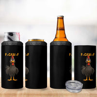 Funny F Caw F Grumpy Black Chicken Graphic 4 in 1 Can Cooler Tumbler Moody Bird Meme for Sarcastic Animal Lovers - Wonder Print Shop
