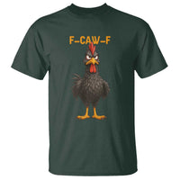 Funny F Caw F Grumpy Black Chicken Graphic T Shirt Moody Bird Meme for Sarcastic Animal Lovers - Wonder Print Shop