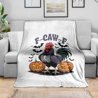 F Caw F Halloween Chicken Skeleton Throw Blanket Spooky Funny Rooster Meme - Wonder Print Shop
